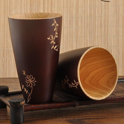 個性木杯子 木制創意水杯隨手杯 木質茶杯啤機杯支持雕刻logo文字