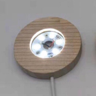 『精選』USB木頭燈座 LED 6.5cm 開關款 LED燈 水晶燈座 水晶周邊 小夜燈 氣氛燈 展示燈 實用 圓款