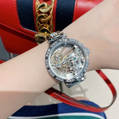 新款手錶女 百搭手錶女dinimi新款女士機械手錶鋼帶鏤空手錶潮流水鉆氣質時尚防水腕錶女