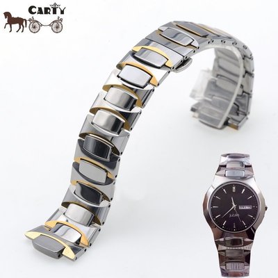 carty鎢鋼手錶鍊 代用雷達 手錶配件錶帶 23*12 鎢鋼間金色腕錶帶