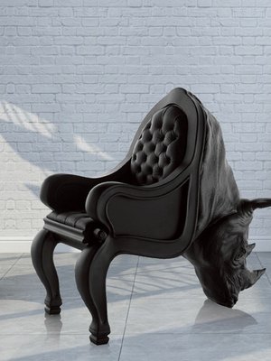 定制            北歐創意犀牛椅設計師家具牛頭椅子玻璃鋼休閑椅霸氣動物造型座椅