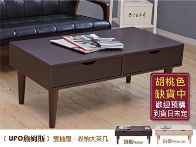 【班尼斯國際名床】~日本熱賣‧詹姆斯雙抽屜大茶几‧天然實木椅腳