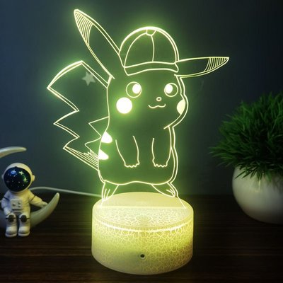 [現貨]寶可夢3D視覺立體燈 遙控 Pikachu皮卡丘Pokemon神奇寶貝 七彩漸變氣氛 錯覺小夜燈生日交換禮物