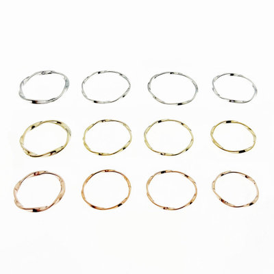 韓國 金屬 莫比烏斯 一組四入 三色 精緻 造型 戒指