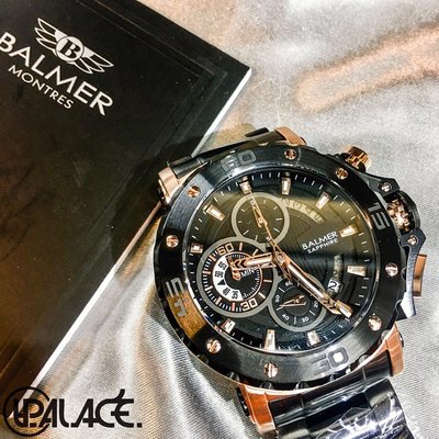 全新現貨 年度錶款首選 瑞士 BALMER賓馬 賓馬王系列 金屬黑金配色 真三眼男士錶