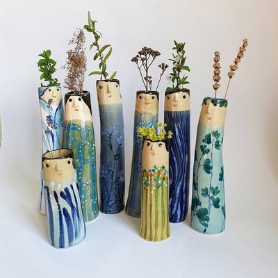 跨境新品 Bohemian family vase家庭人臉花瓶 樹脂工藝品創意花瓶