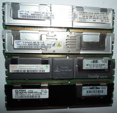 FB-DIMM DDR2-667 1GB 2RX8 PC2-5300F ECC REG 1G 伺服器專用記憶體RAM