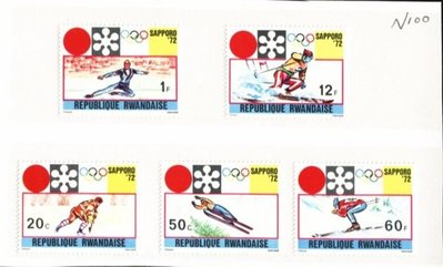 O(∩_∩)O~盧安達新票-----奧運冰上各種運動競技---5 枚---外票N100