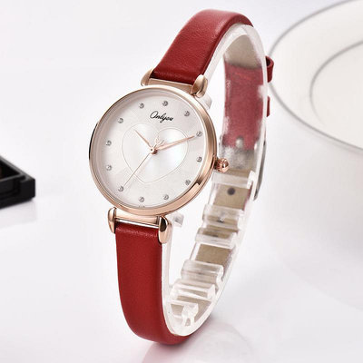 熱銷 奧利尼時尚手錶腕錶女錶帶薄款防水愛心鑲鉆小三針精美小錶盤石英腕錶626 WG047