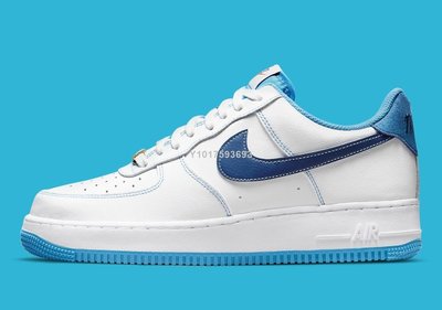 Nike Air Force1 白藍 深藍勾 金扣 时尚滑板鞋DA8478-100男女鞋