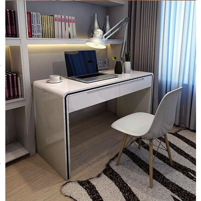 電腦桌簡約白色鋼琴烤漆小戶型臥室寫字檯家用臺式辦公書桌棹