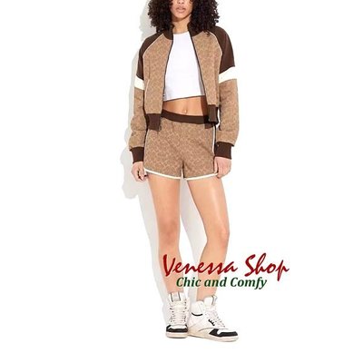 小V特賣館~ 歐美 COA 新款 經典標誌印花 女の高端時尚立領棒球夾克外套 (L1477)