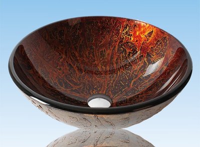 FUO衛浴:42公分 彩繪工藝 藝術強化玻璃碗公盆 (WY15073)預訂!