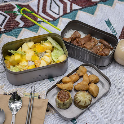 必唯純鈦帶蓋飯盒戶外便當盒單層食堂泡面碗大容量露營餐具野營