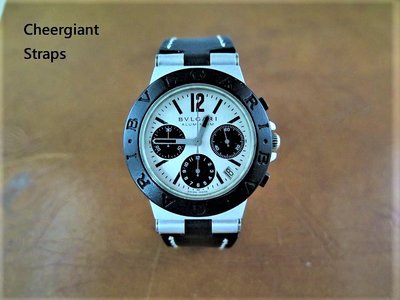 寶格麗牛皮錶帶訂製手工錶帶Bvlgari Aluminium Chronograph leather strap MIT