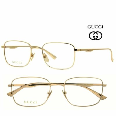 Gucci ►（ 淡金色 ）鈦金屬框 方框框型 眼鏡 光學鏡框 中性款｜100%全新正品｜特價!