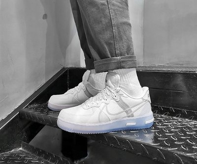 Nike Air Force 1 React  白藍 冰塊 冰藍 果凍底 反光 空軍 低幫 滑板鞋 CQ8879-100