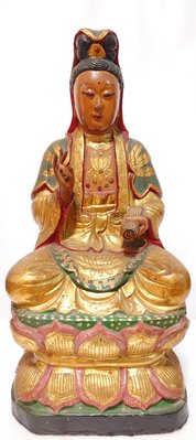 台灣古董神像，觀音佛祖， 一呎三，香樟木木雕