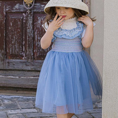 3~13 ♥洋裝(BLUE) FLO-2 24夏季 FLO240527-006『韓爸有衣正韓國童裝』~預購(特價商品)