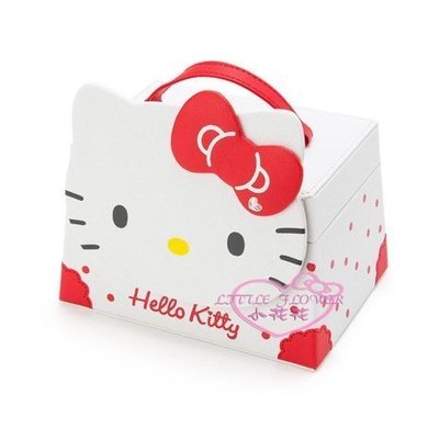 小花花日本精品♥Hello Kitty  提包型飾品盒 珠寶盒 手提盒  鏡子 白色大臉 11300502