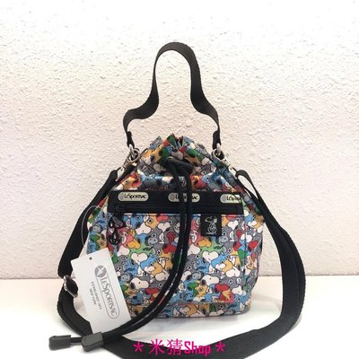 ＊米猜Shop＊LeSportsac x Snoopy 3397 彩色史努比 小號抽繩手提包 休閒旅遊斜挎包 側背/斜背包