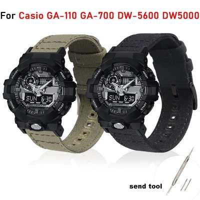 Yifilm 16MM 帆布錶帶適用於卡西歐 GA-110 GA-700 DW-5600 DW5000 棉帆布錶帶休閒腕