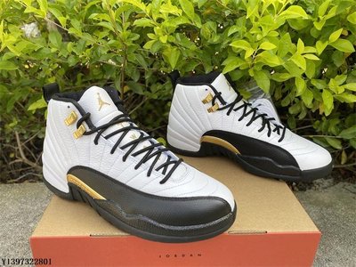 NIKE Air Jordan 12 AJ12時尚  金扣 黑白金 籃球鞋 CT8013-170