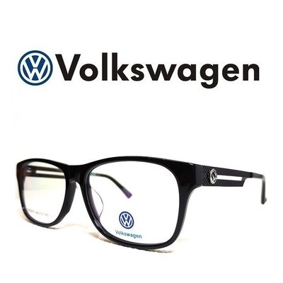 《黑伯爵眼鏡精品》Volkswagen 福斯 復古雷朋 超寬大鏡面 黑色膠框 鏤空VW金屬logo 光學鏡架