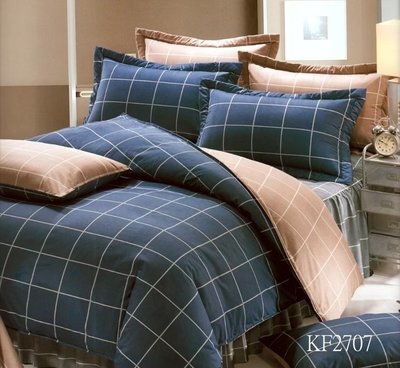 標準雙人床罩組五尺六件式純精梳棉-金仕曼特-台灣製 Homian 賀眠寢飾