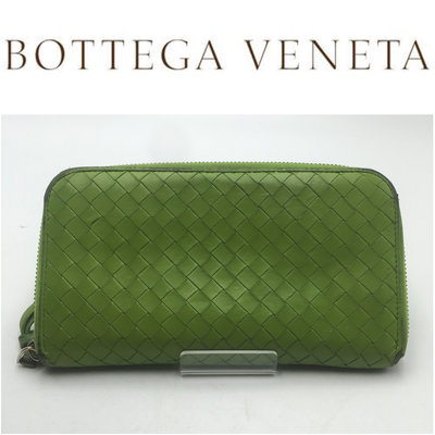 【皮老闆二店】二手真品 Bottega Veneta BV ㄇ型拉鍊長夾 編織皮夾  Z562