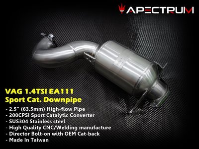 VAG 1.4TSI EA111專用200鉬Downpipe當派排氣管(Audi, Golf MK6, Skoda)