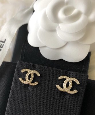 全新現貨 Chanel 經典款 雙C 水鑽耳環