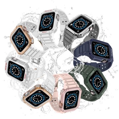 新款現貨 Apple Watch 6 7 SE代錶帶 一體硅膠運動錶帶 41mm 45mm 44mm 防摔殼 防汗