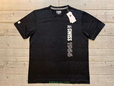 塞爾提克~K SWISS 男生 運動 短袖 T恤 吸濕快排 輕薄速乾 黑灰色-kswiss-有大尺碼
