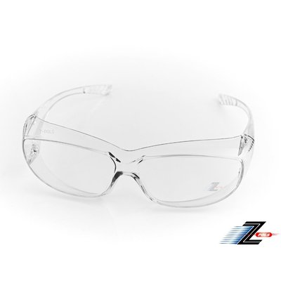 【Z-POLS】可包覆眼鏡於內設計 全透明PC防爆安全鏡片 抗UV400防風防飛沫眼鏡Y2(有無近視皆可使用超實用)