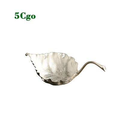 5Cgo【茗道】純銀999手工一張打楓葉茶漏樹葉茶濾網濾茶器茶道銀茶具鏤空破空造型550642453331