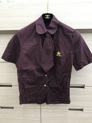 CHERRY BOMB 直條紋領帶造型襯衫