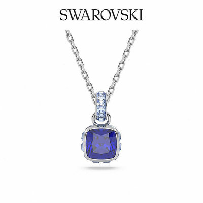 SWAROVSKI 施華洛世奇 Birthstone 鏈墜 方形切割 鍍白金色 九月藍色 誕生石