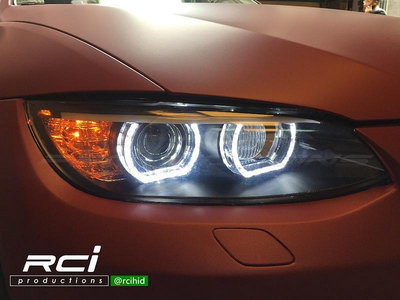 RCI HID LED專賣店 BMW 原廠HID對應 E92 大燈 E93 M3 U型導光 LED光圈 魚眼大燈組