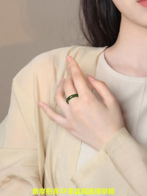 玉戒指女水晶瑪瑙翡翠碧玉素圈指環男玉石情侶對戒尾戒和田玉戒指