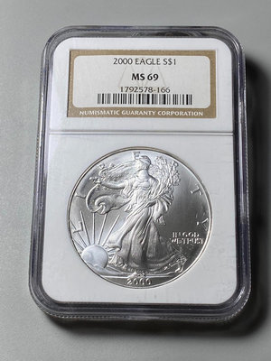 NGC MS69亞軍分美國自由女神銀幣2000年 1美元 品