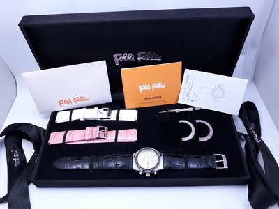 Folli Follie 三眼計時石英錶[配件]:附2個替換圈圈.2條全新皮帶,原裝錶盒及單