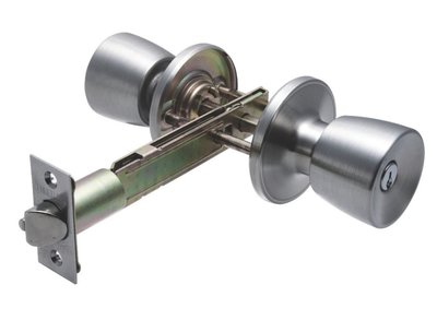 加安管型鎖 喇叭鎖 房間鎖 T6608B(塑鋼門)一般鎖匙 不銹鋼磨砂色(銀色) 鎖閂長度127mm
