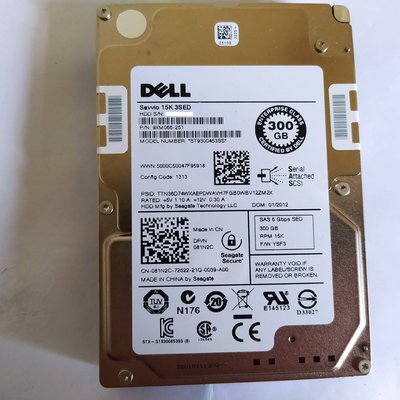 Dell/Seagate ST9300453SS 6Gbps 15k SAS 300GB/300G 2.5"伺服器用硬碟（D33027)