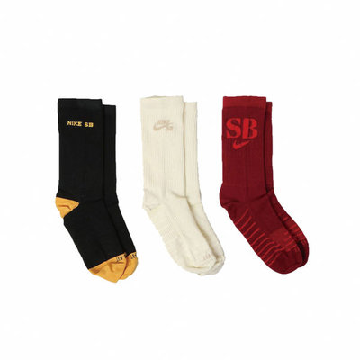 NIKE 中筒襪 SB EVERYDAY MAX 三雙一組 白黑紅 長襪 襪子 DA8852-902尺寸M（24～26）L27~30