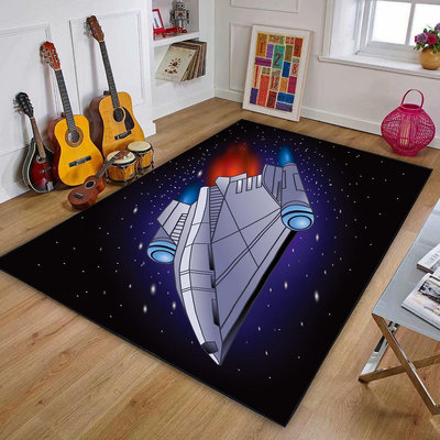 行星飛船動漫卡通印花地毯客廳兒童房家居兒童地墊可水洗