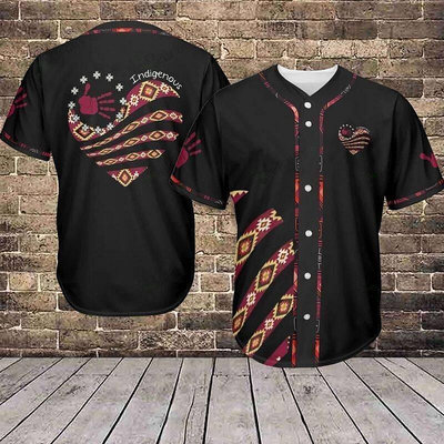 【現貨精選】原住民棒球衫原生球衣棒球隊衫男士棒球服全鈕扣襯衫