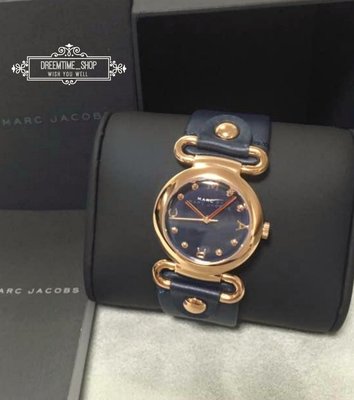 MBM1334 MARC BY MARC JACOBS MJ小馬克 玫瑰金錶框 深藍色皮革錶帶 女 手錶 30mm