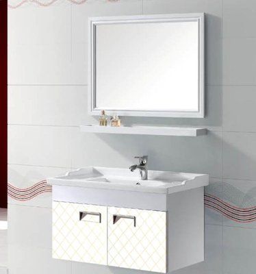 FUO衛浴:80公分 合金材質櫃體 陶瓷盆浴櫃組(含鏡子,龍頭) T9703-80
