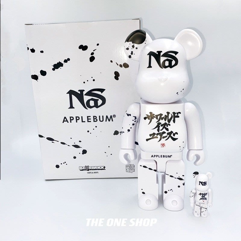 BE@RBRICK x NAS x APPLEBUM 聯名白色日文書法潑墨庫柏力克